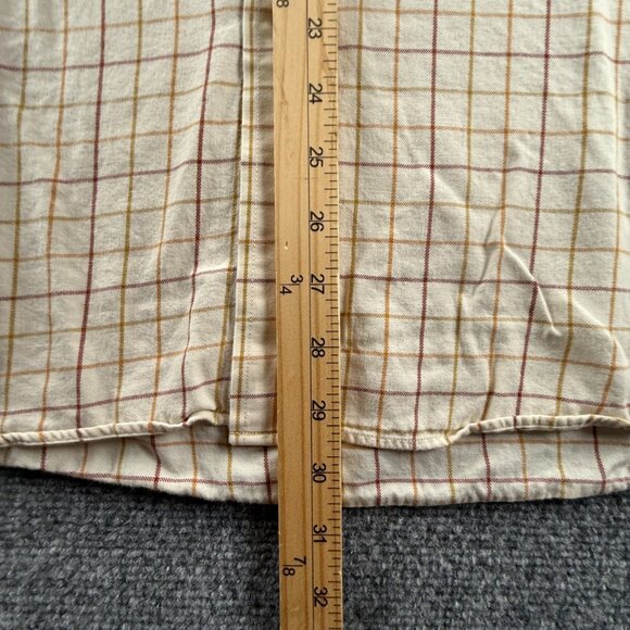 Viyella Brown Yellow 16 Check Button-Down Wool Cotton Short Sleeve Shirt Men - Picture 4 of 13